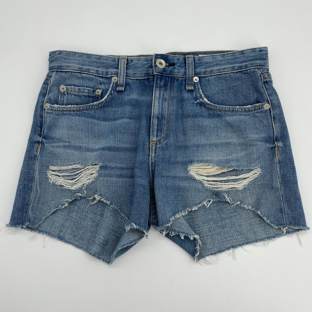 RAG & BONE Shorts Dre Low Rise Distressed Cut Off Denim Womens Size 25